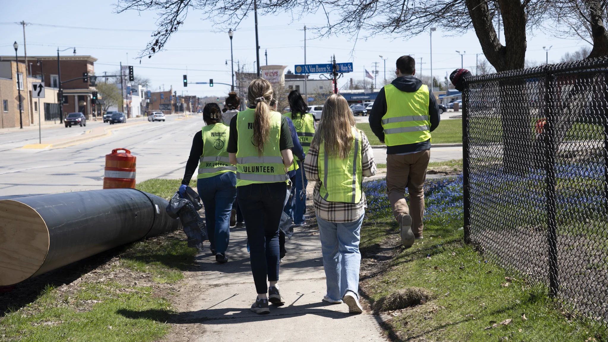 Pomp's Tire Service volunteers participating in a community cleanup