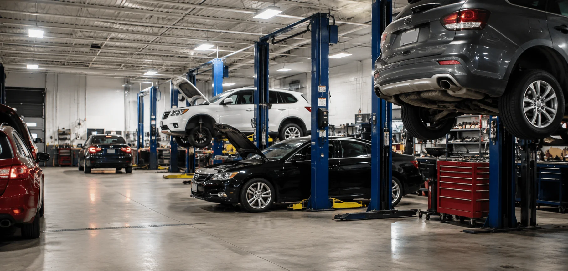 Technician servicing a vehicle